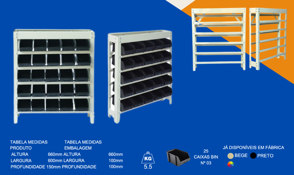 Estante 25/3 (25 Gavetas Bin Nº 03)