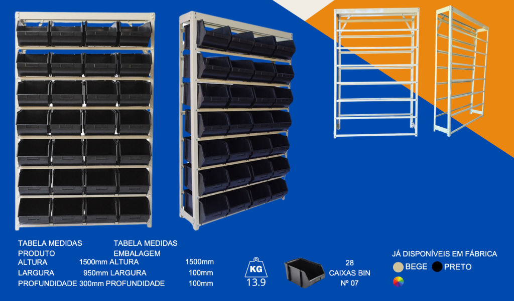 Estante 28/7 (28 Gavetas Bin Nº 07)