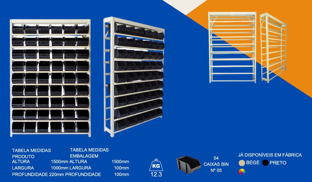 Estante 54/5 (54 Gavetas Bin Nº 05)
